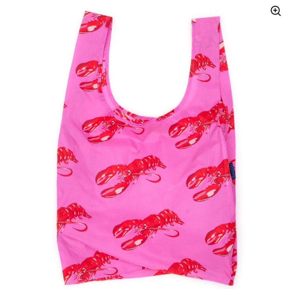 NWT Retired BAGGU Standard Reusable Tote in the Pink Lobster Print